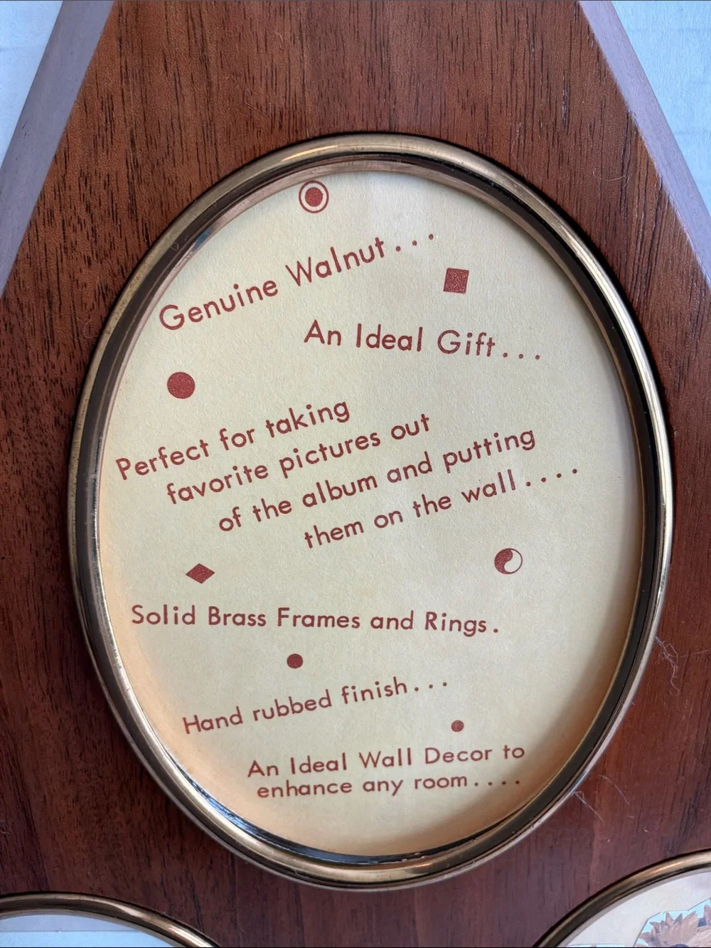 WalnutWood brass frames Diamond Multi-Opening Wall Frame - Brown